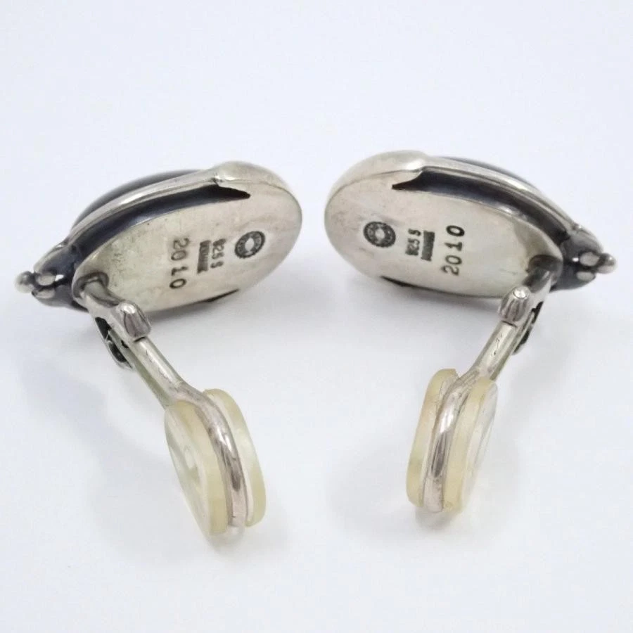 GEORG JENSEN 2010 Colección Heritage Año Clip Pendientes Plata 925 Ágata Negra Foto 4 de 4