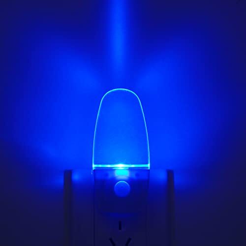 2 Pack Blue Motion Sensor Night Light Plug In Night Lights for Bedroom Bathroom - Picture 1 of 6