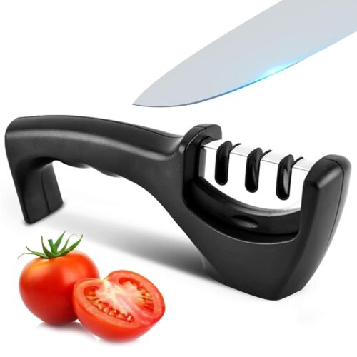 Elite Kitchen Knife Sharpener with 3 Stages, Professional Manual Blade Sharpe...