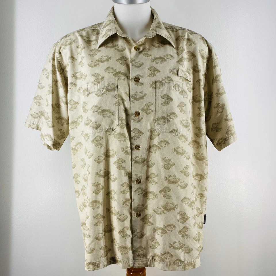 Weatherproof Mens Sz XXL Shirt Short Sleeve Vented Fishing Fish Theme Beige Bn12 - Image 2 of 4