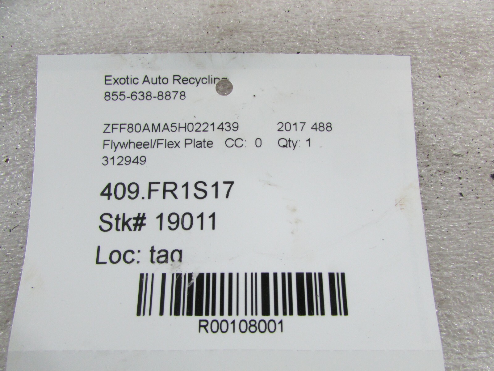 Ferrari 488, Flywheel, Used, P/N 312949