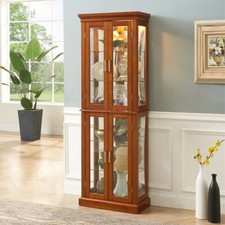 Lighted Curio Cabinet Display Cabinet w/Tempered Glass Door Adjustable Shelves