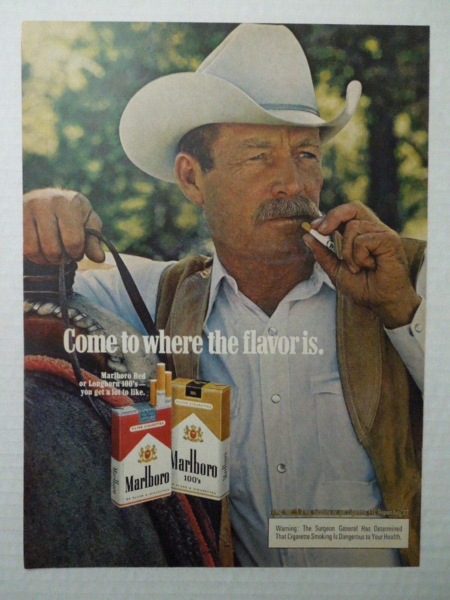 1978 MARLBORO Red or Longhorn 100's Cigarettes Magazine Ad - Marlboro Man