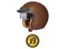 Jethelm mit Visier Motorradhelm Halbschalenhelm Vespa Moped Mofa Scooter Braun