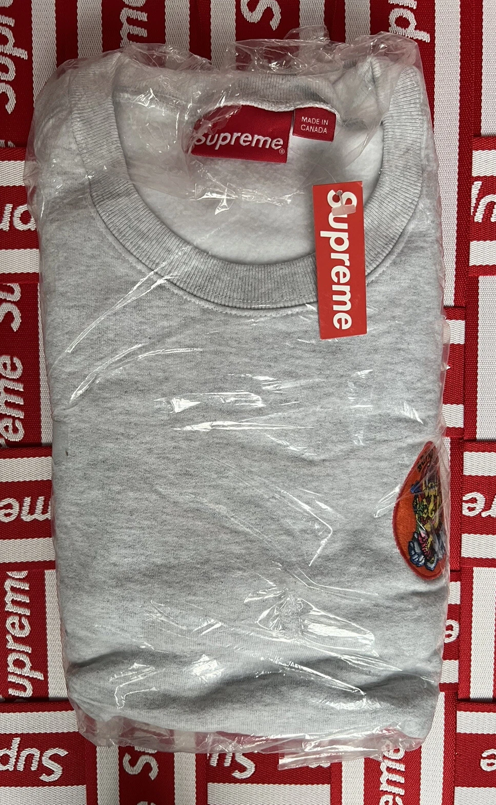 Col rond gris cendre Supreme Ghanesha !!Taille Med!!SS18!!BNWT!!!!D/S!!100% authentique !!