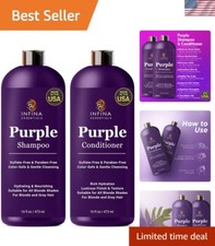 Sulfate-Free Purple Shampoo Conditioner Set for Blonde Gray Hair - 16 fl oz