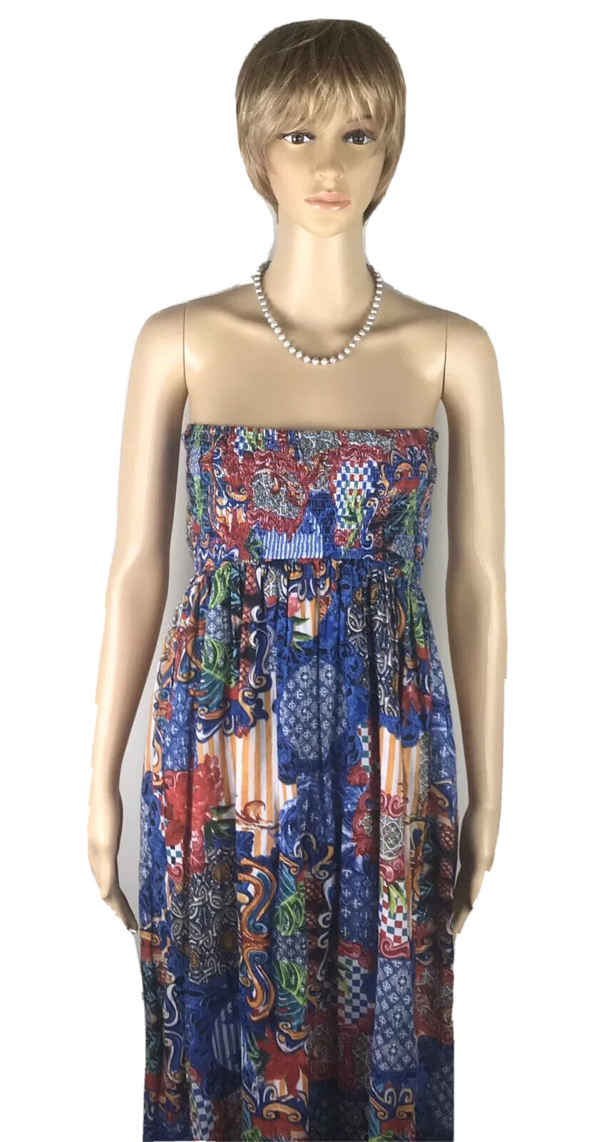 ASOS Swim Beach Coverup Maxi Dress + Inner Shorts Sz 6 TubeTop BackTie Colorful eBay