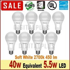 8 Pack 40w Replacement 5.5w LED Bulbs Soft White 2700k E26 Base High Quality