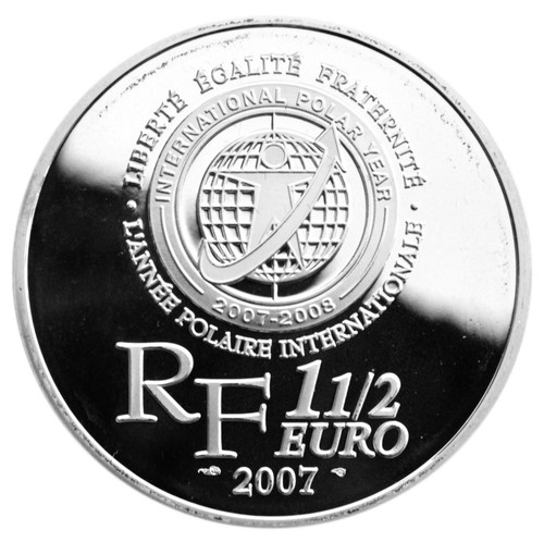 FRANCE 1-1/2 Euro 2007 Silver Proof International Polar Year - Paul-Emile Victor - Picture 2 of 4