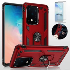 Samsung Galaxy S20 Plus Ultra 5G Metallic Hybrid Armor Defender Ring Grip Case 
