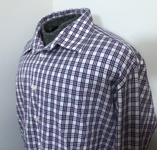 Egara Mens XXL Long Sleeved Plaid Cotton Shirt Button Down Red White Blue - Picture 6 of 7