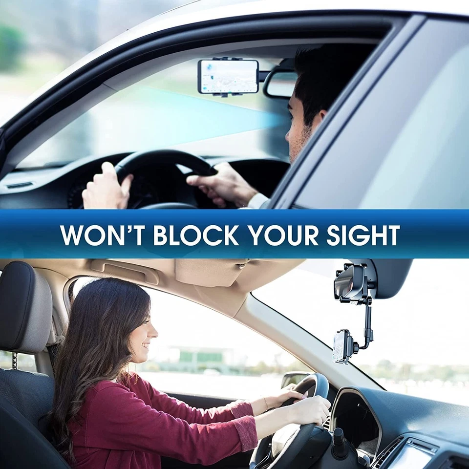 360° Universal Car Truck Phone Holder Clip Rearview Mirror Mount Stand Dashboard - Image 4 of 4