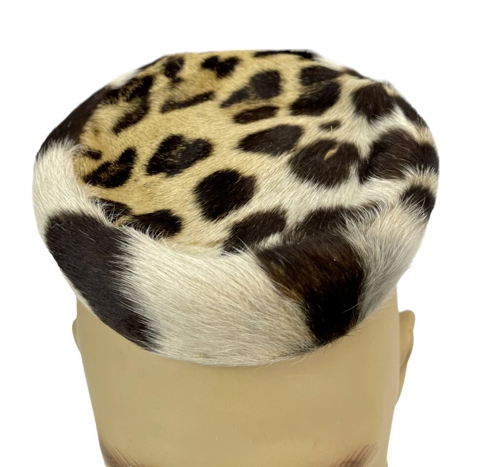 Leopard Pillbox Vintage Hats for Women