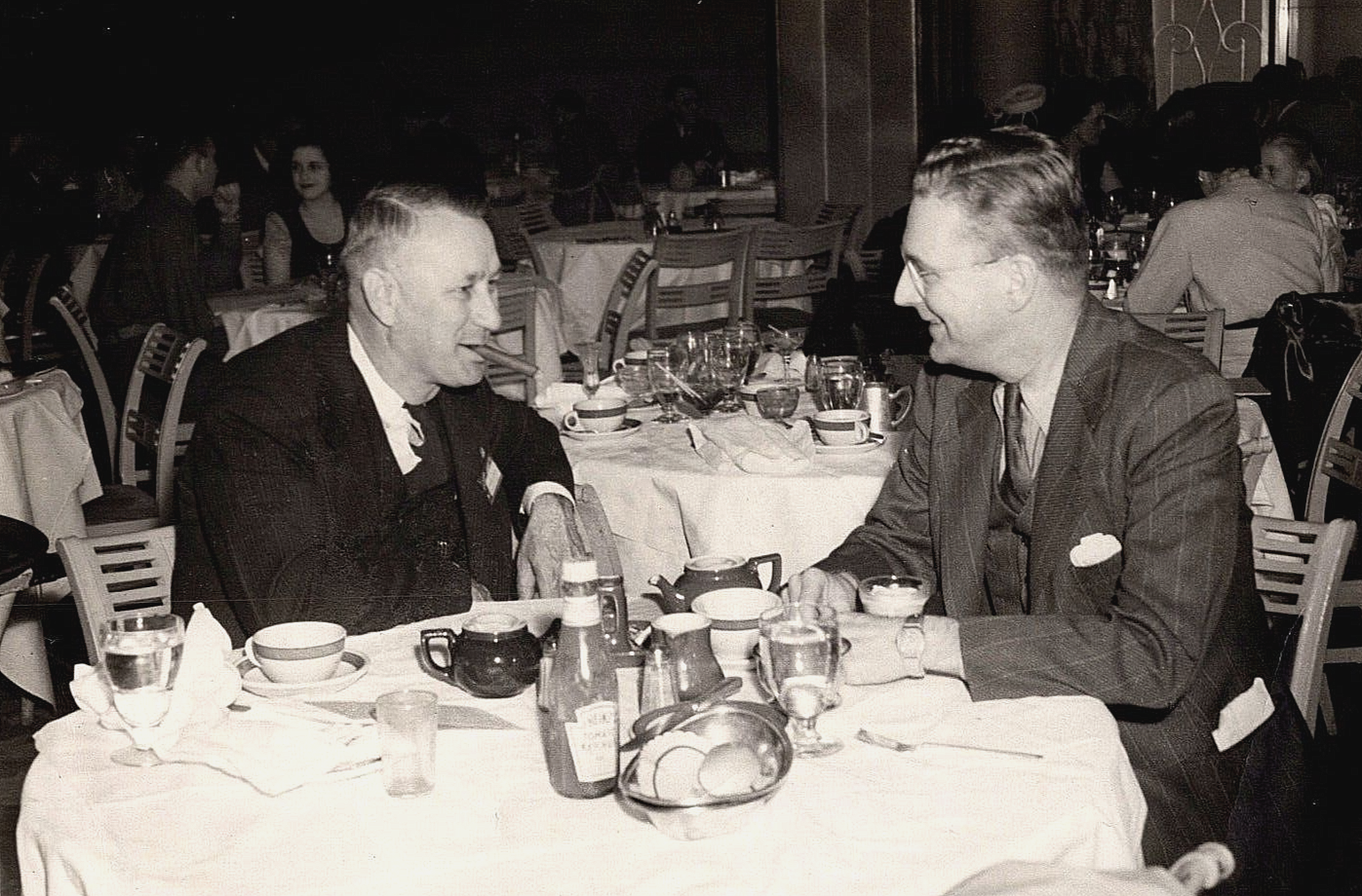 Original Old Vintage Indoor Photo Business Men Suit Tie Smoking Cigars Dinner