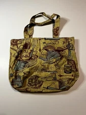 VTG TRADER JOE'S Reusable Tote Shopping Bag Baking/Cooking Theme Beige 15x18