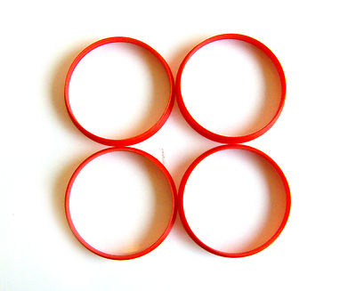 4x Orange Plastic Hub Centric Rings – 65.1mm To 63.4mm – Spigot Rings For Alloy Wheels