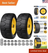 Lawn Mower Tire Flat Free 11x4.00-5 Solid Wheel Zero Turn Mower Front Replace...