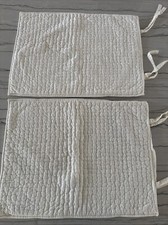 2 Pottery Barn Standard Pillow Shams White Cream Pick Stitch Tie Closure 3214871