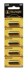Tianqiu A23 Battery 23A 23AE 12V Alkaline, Tearstrip (5 Batteries) EXP 5/23