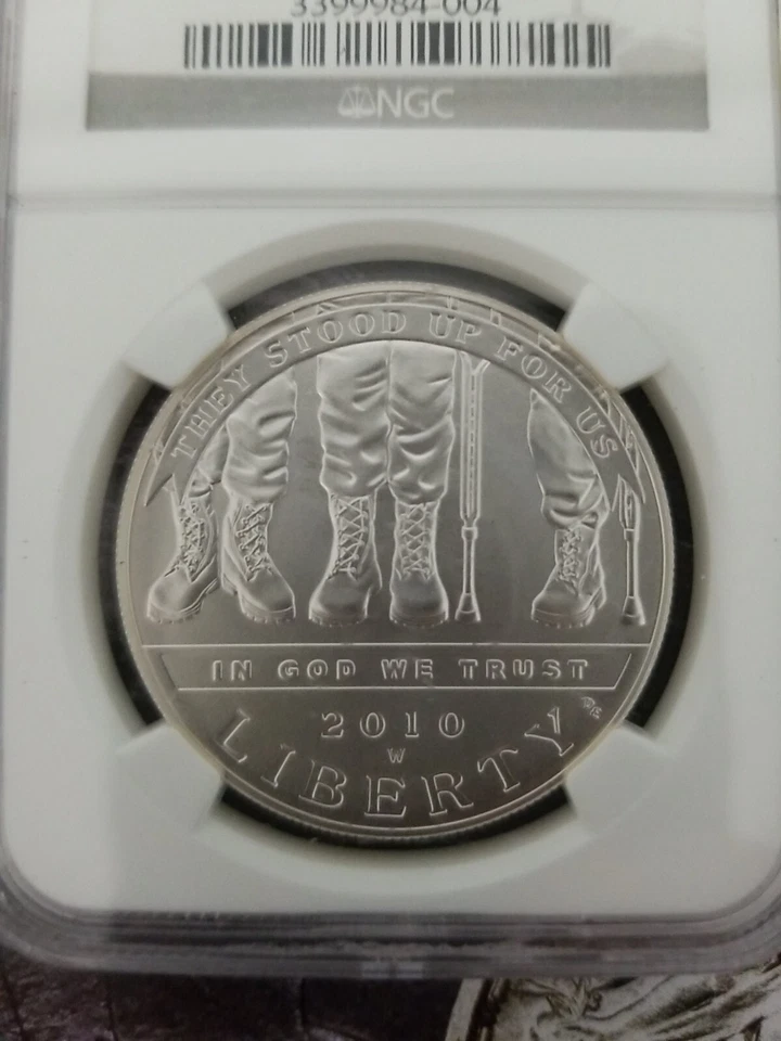 2010-W $1 Silver NGC MS70 Disabled Veterans Dollar 90% Coin Cert# 3399984-004 - Image 4 of 4