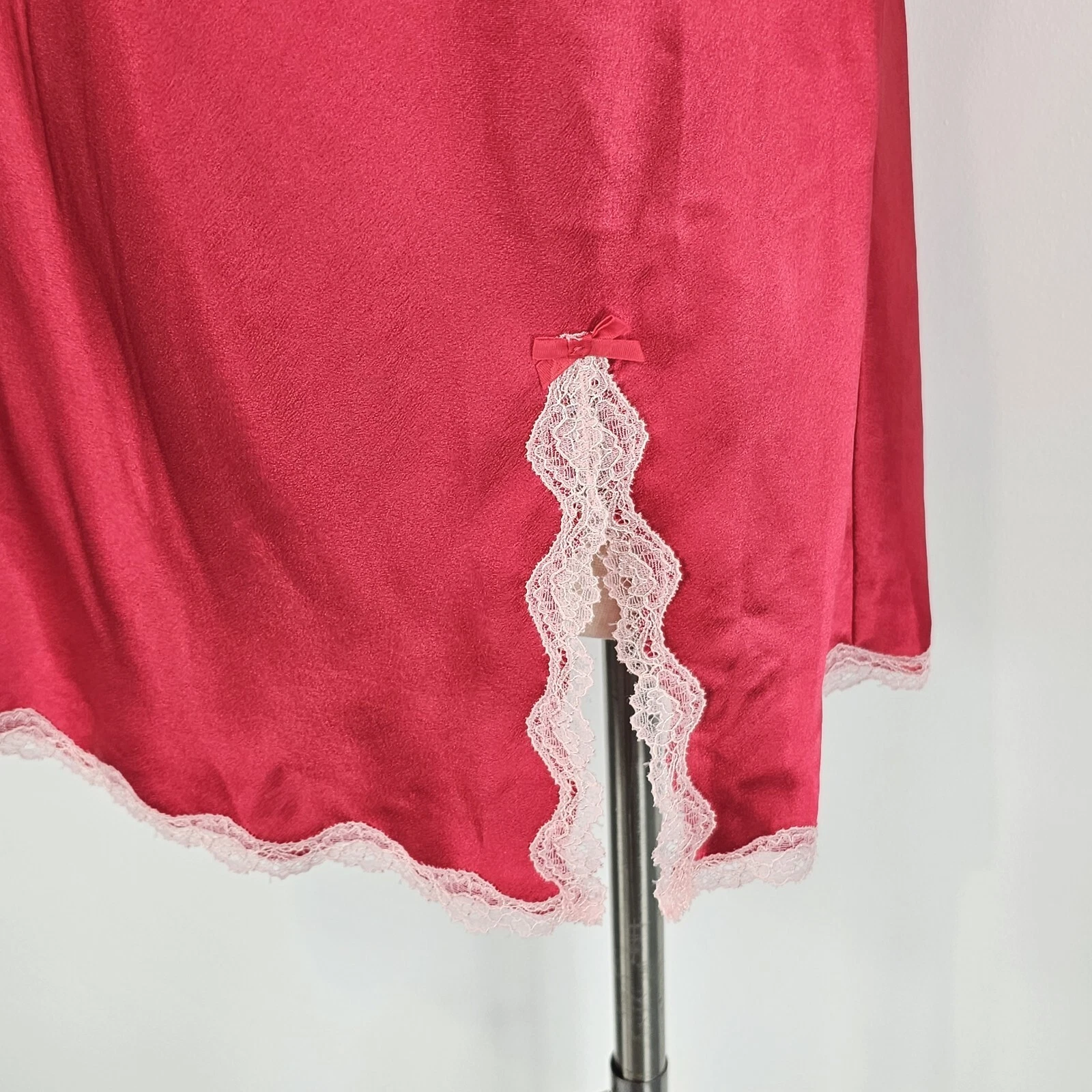 UNDERCOVER Camicia slip abito Victorias Secret medio rosso babydoll raso pizzo civettuola Y2K