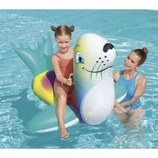 H2O GO Flash n' Splash Seal Ride-On Pool Float Kids Swim Ages 3+ 61 inches