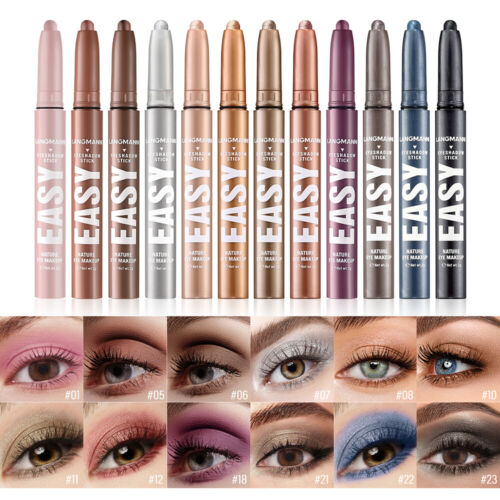 Eye Shadow Stick Highlight Pencil Waterproof Eyeshadow Pen Matte Pearlescent - Picture 2 of 20