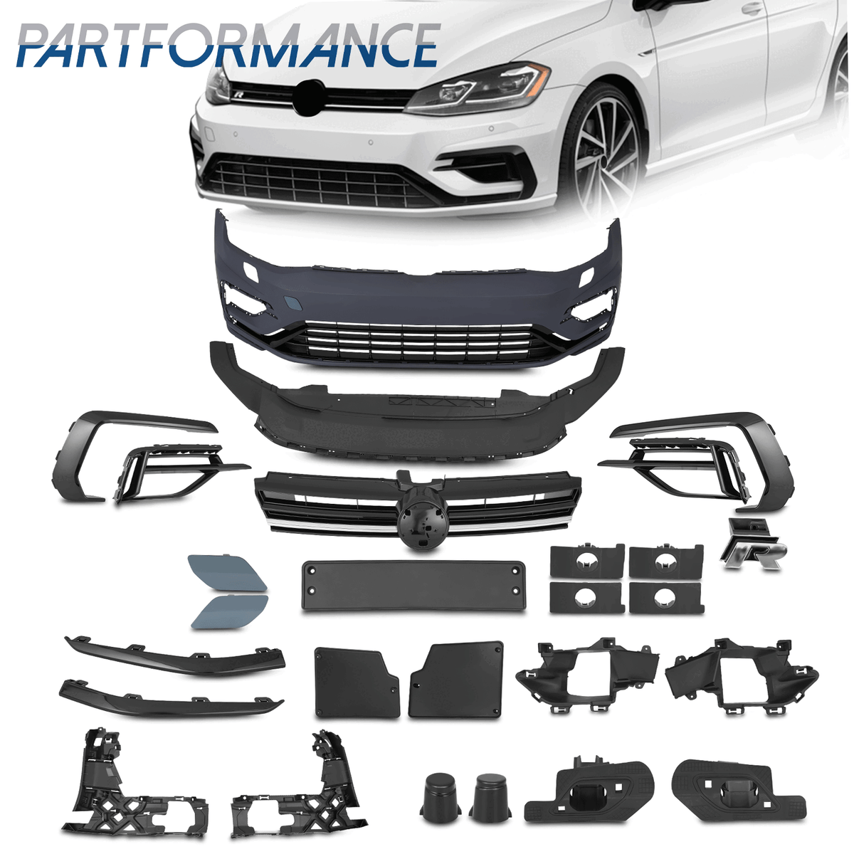 Front Bumper Cover KIt For 2015-2017 VW Golf MK7 2018-2021 VW Golf