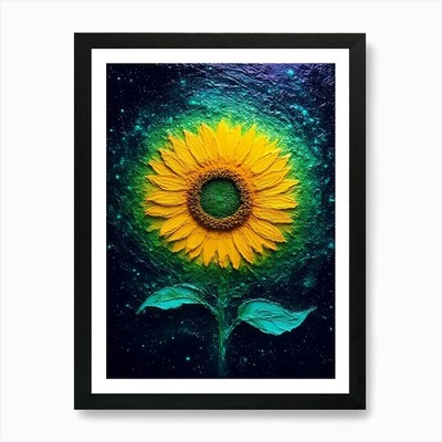 Sonnenblume im All 1 Kunstdruck gerahmt Wandbild Poster Leinwanddruck Bild