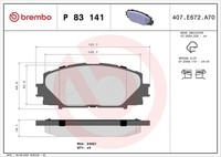 Brembo P 83 141 Bremsbelagsatz, Scheibenbremse FüR Daihatsu Toyota