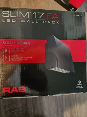 RAB SLIM17 FA LED Wall Pack Bronze 14W Adj CCT Dusk-to-Dawn SLIM17FA15ADJ