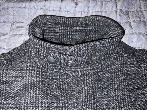 Chaqueta Abrigo Para Hombres Peter Werth Militar Negra Gris Mezcla Lana A Cuadros Talla 3 Mediana - Imagen 5 de 16