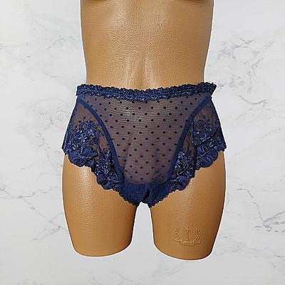 La Perla Malizia Luxury Panty Size 38/ M Blue Floral Lace Neu Sylter Boutique