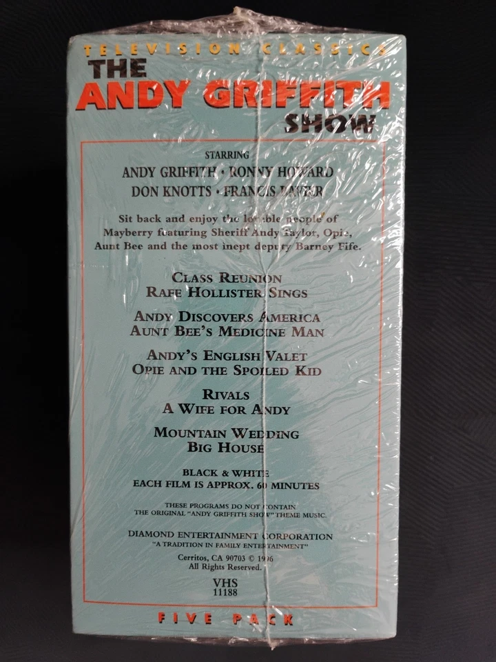 THE ANDY GRIFFITH SHOW: TELEVISION CLASSICS FIVE PACK VHS BOX SET - Sealed! - Image 4 of 4