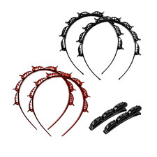 6PCS Double Layer Hair Band with Clips Woven Headband Hairstyle Accessory