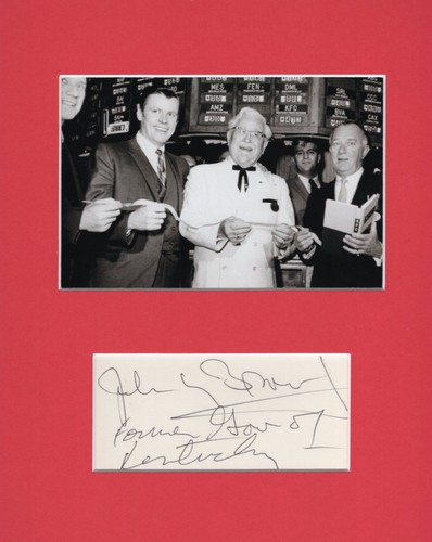 John Y. Brown Jr Governor Kentucky KFC Owner Signed Autograph W/ Harland Sanders