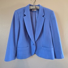 VTG PENDLETON Women's 16 Blue 100 Virgin Wool 1 Button Blazer Jacket Career USA