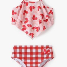Disney Minnie Mouse Girls Cherry Gingham Bikini Swimsuit Set