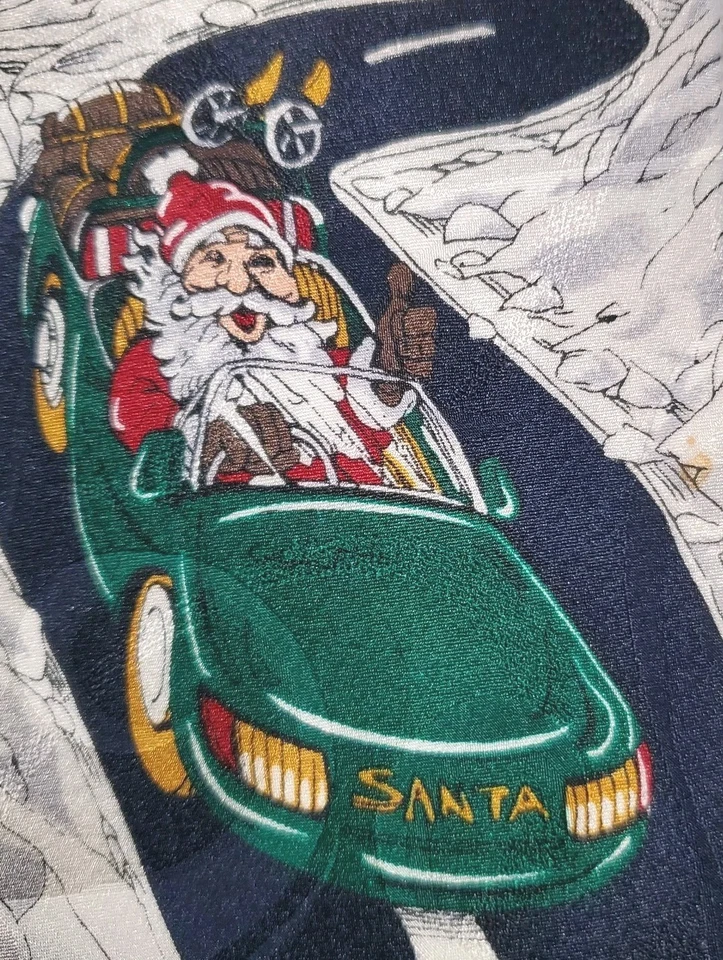 Комплект из 2 мужских шелковых галстуков зимние тематические один Санта, один снег мужчин - Изображение 3 из 4