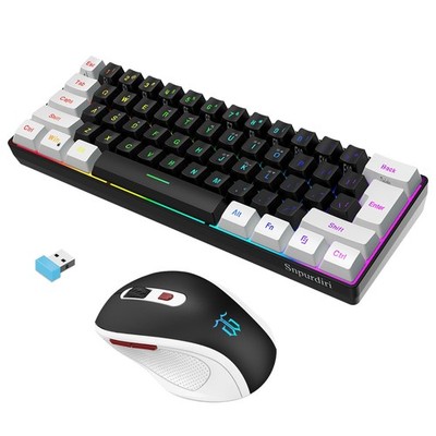 Snpurdiri 2.4G Wireless Gaming Keyboard and Mouse Combo, Include Small 60% Me...