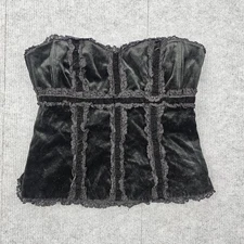 Nanette Lepore Top Womens 4 Velvet Corset Lace Trim Strapless Bustier Gothic