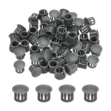 64Pcs 11mm Dark Grey Nylon Plastic Round Locking Hole Plugs Insert End Caps