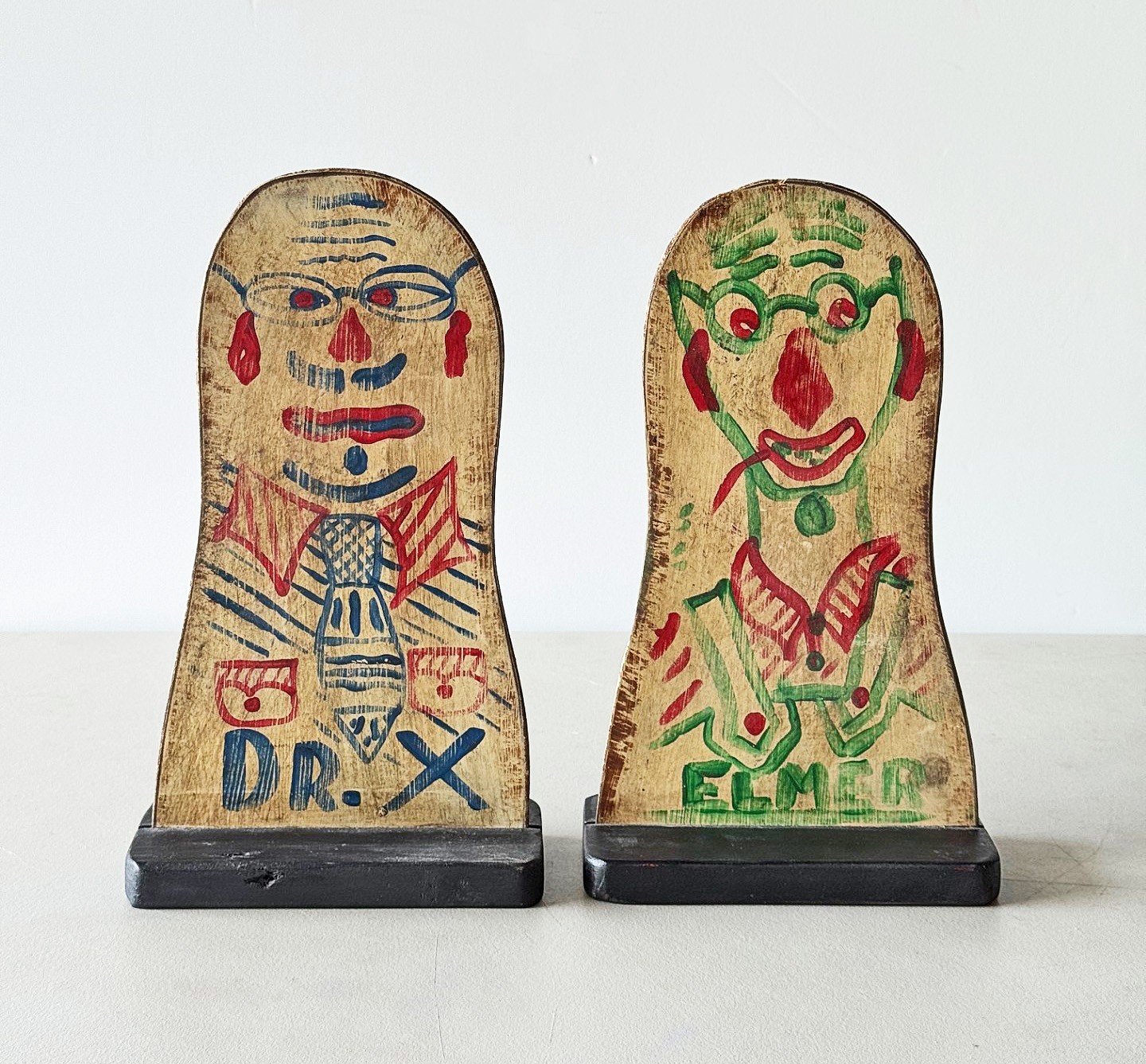 Pair Carnival Knockdowns Punks DR X & Elmer Circus Circa 1940s