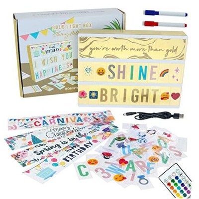 Cinema Light Box A4 16 Colors with 400 Letters and Emojis, 10 Shiny Gold