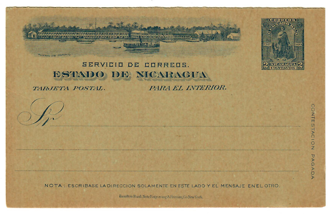 1899 Nicaragua Postal Stationery Card – 2 Centavos – Unused (C006)