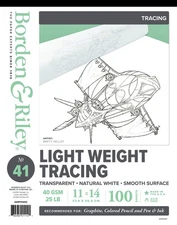 Borden & Riley #41 Monroe Tracing Paper Pad, 11x14, 25 lb, 100 Sheets, White
