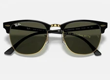 Ray-Ban Sunglasses Clubmaster RB3016 51mm G-15 Green Lens Black Gold Frame Unise