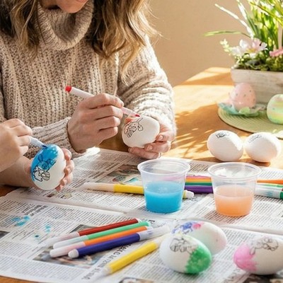 DIY Ostern Malset 6 Schaum Eier 6 verschiedene Stifte für Familienaktivität