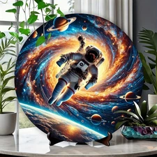 Astronaut on Moon Design Aluminum Foil Art, 8x8 Inches, Waterproof, Dustproof, D