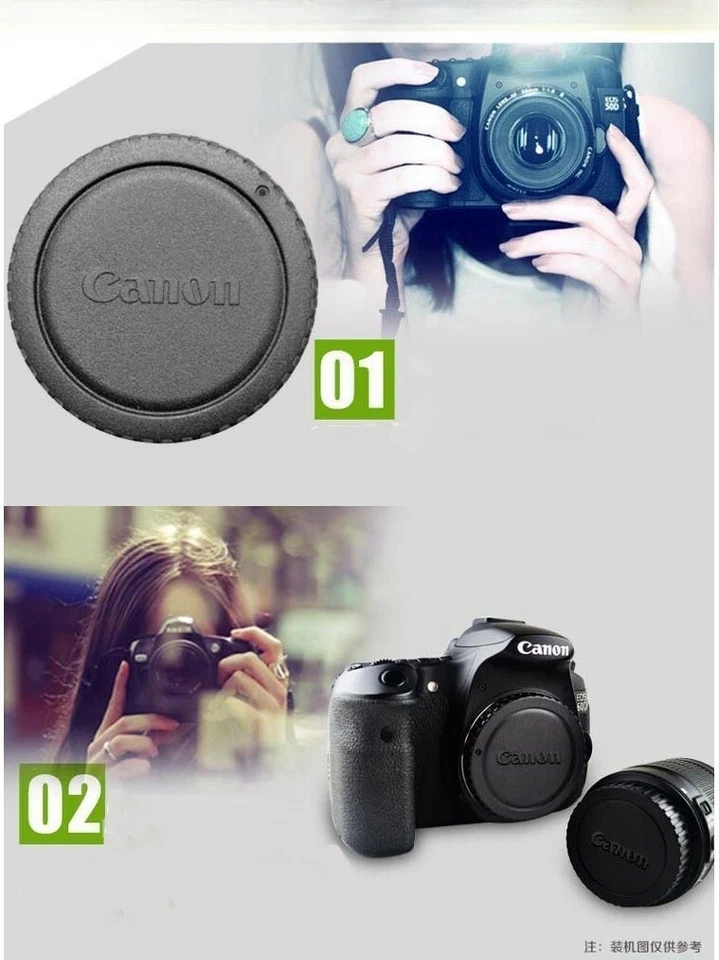 New Body Cover Rear Lens Cap Set for Canon 80d 700d 5d4 1200 EOS ELAN EF-S Mount - Image 2 of 4